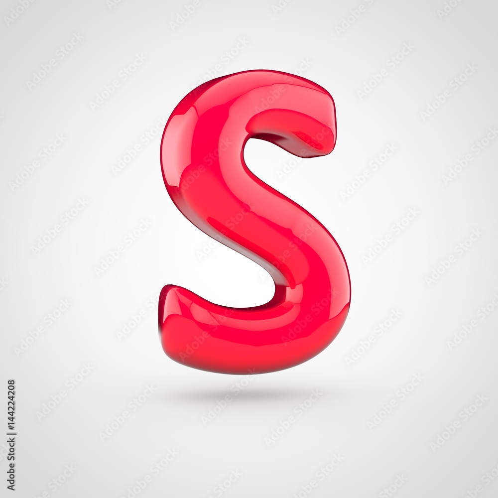 Glossy pink paint letter S uppercase Glossy pink paint letter S uppercase