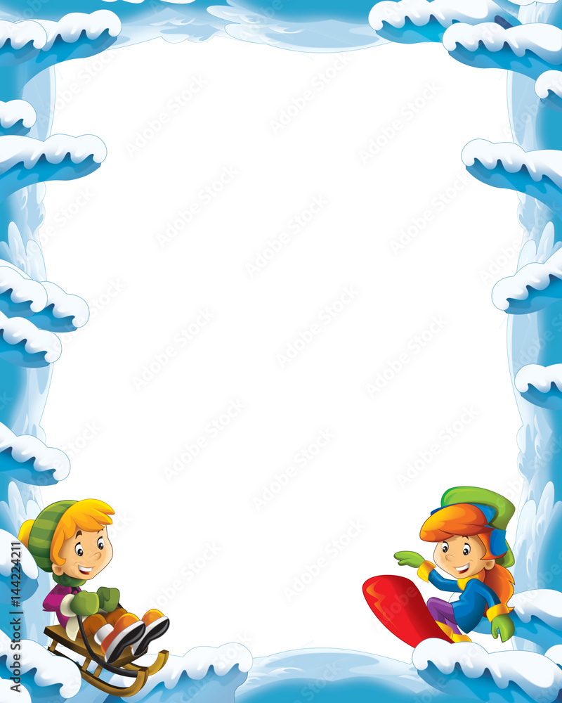 cartoon snow and ice frame for different usage with space for text