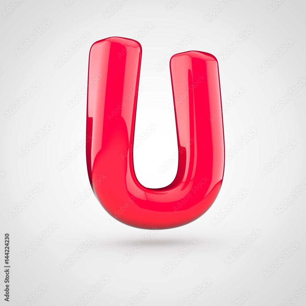 Glossy pink paint letter U uppercase Glossy pink paint letter U uppercase