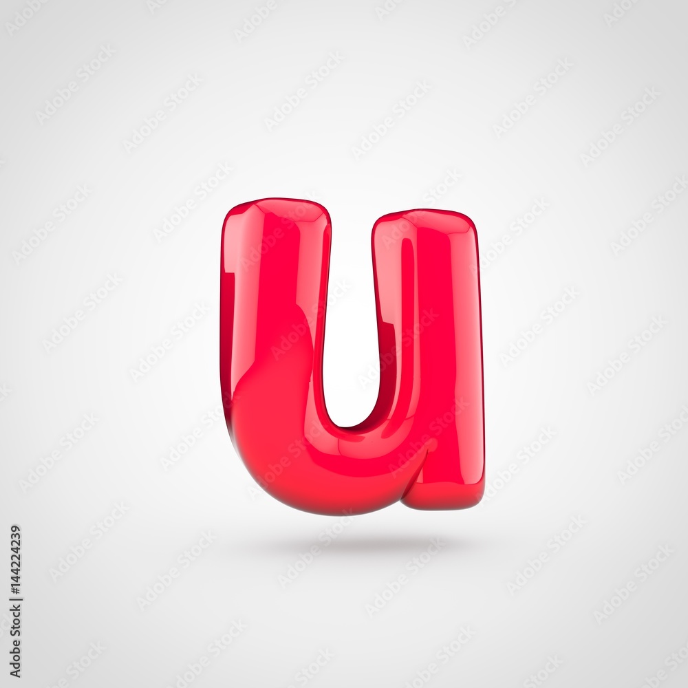 Glossy pink paint letter U lowercase Glossy pink paint letter U lowercase