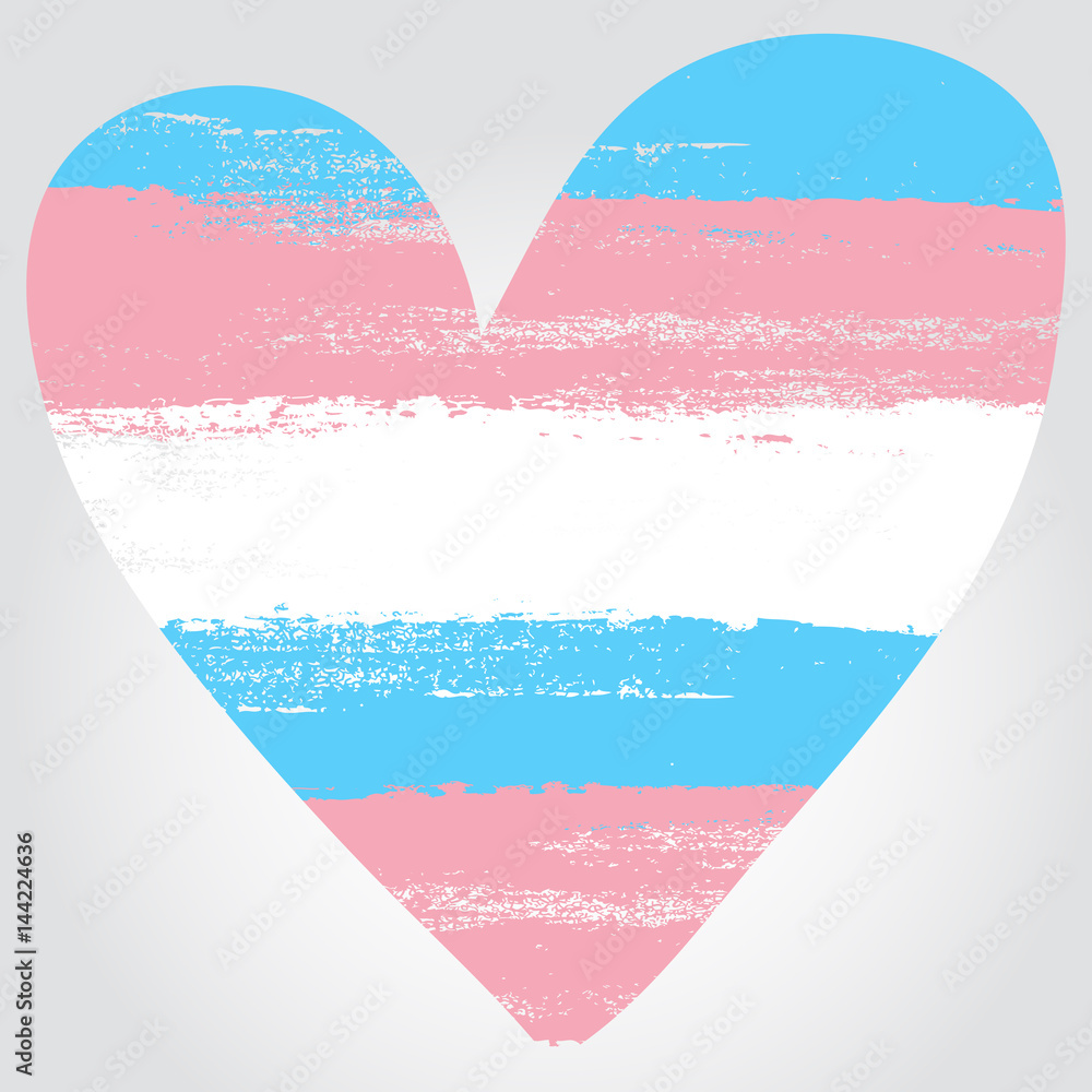 Transgender pride flag in a form of heart