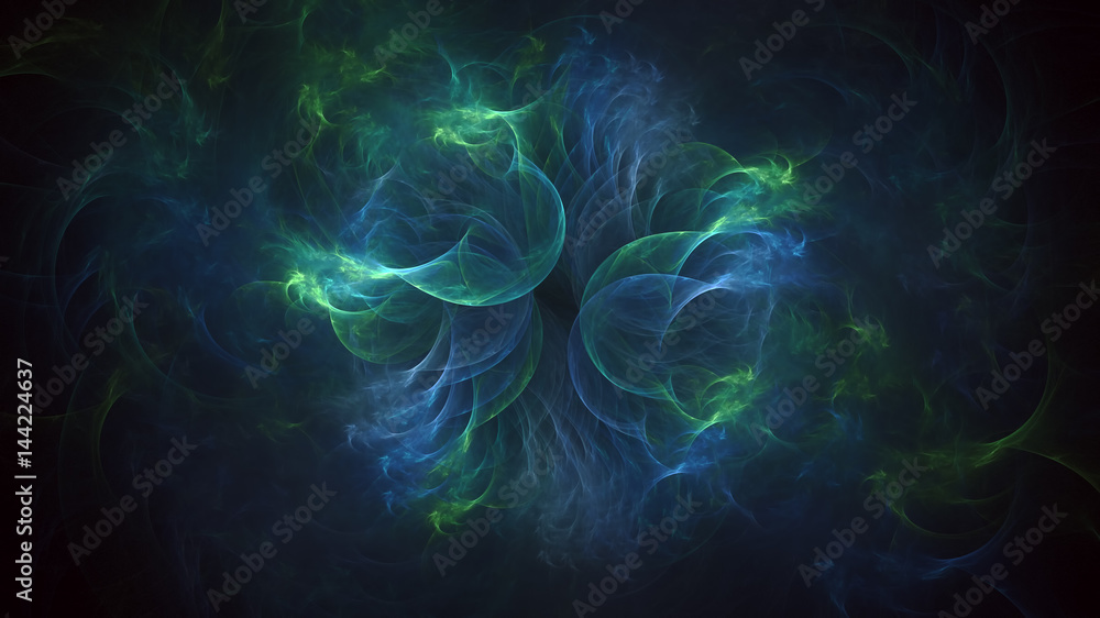 Obraz premium 3D rendering abstract colored fractal on black background