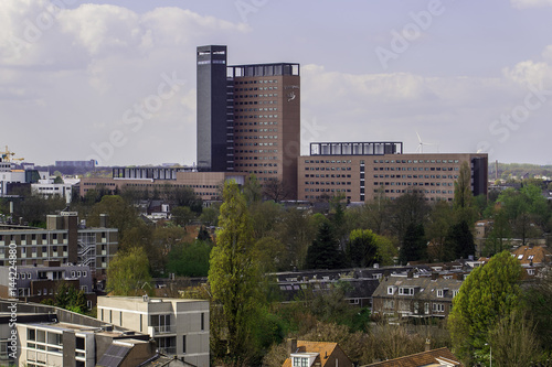 Skyline van Tilburg gezien vanuit 10 hoog aan de Piushaven photo