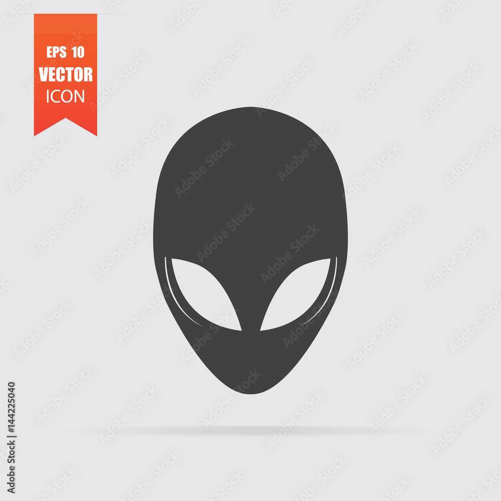 Alien icon in flat style isolated on grey background.