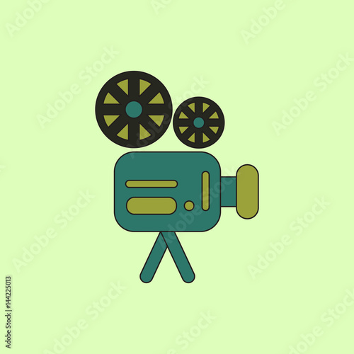 old movie video camera Vector illustration in flat style Retro cinema