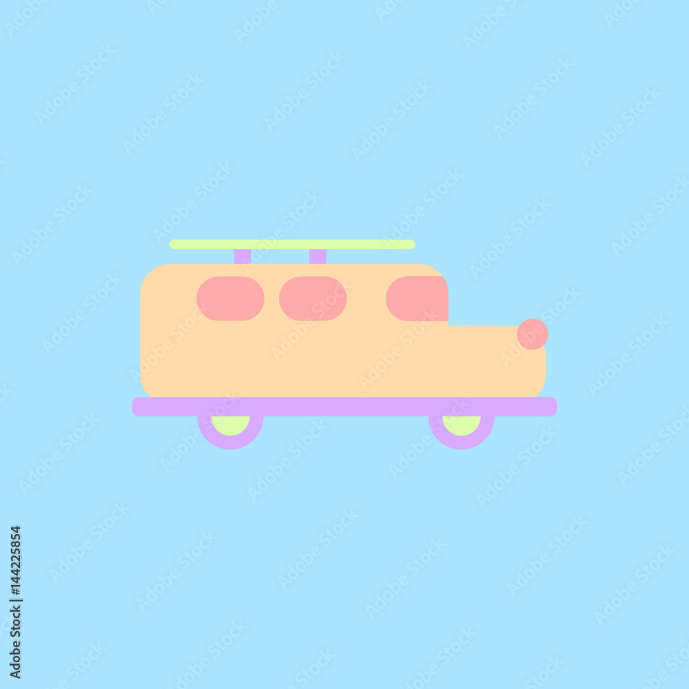 stylish icon in flat style retro car