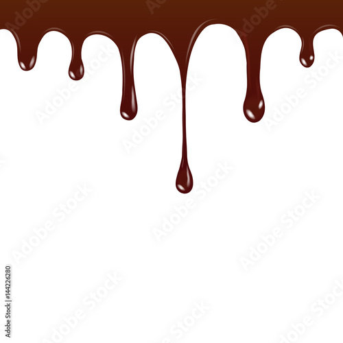 Vector Chocolate syrup drip pattern isolated on a white background. Chocolate streams 