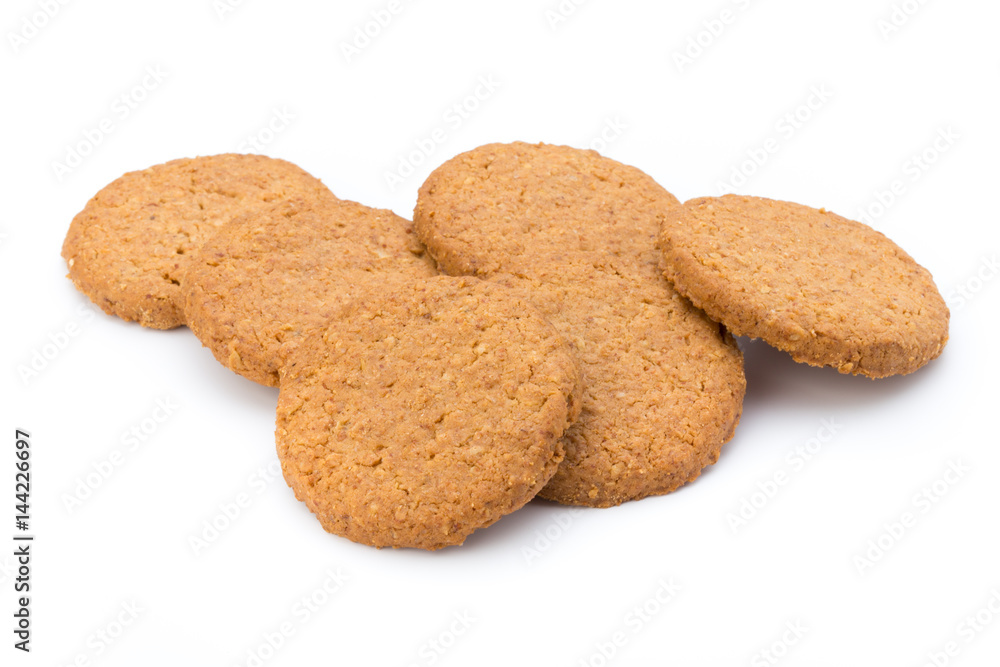 Stacked short pastry cookies isolated on white background. Stacked short pastry cookies isolated on white background.