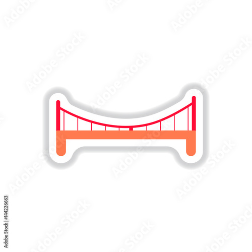Vector illustration in paper sticker style metal bridge