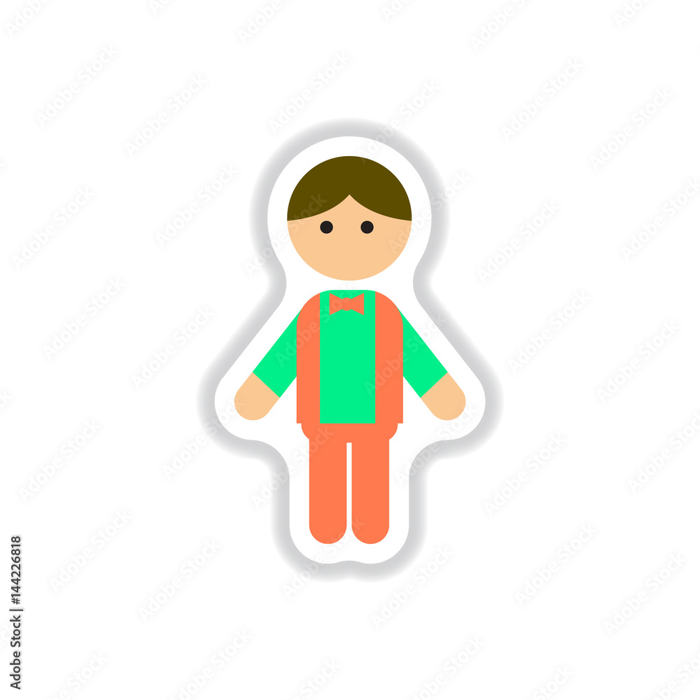 Vector illustration in paper sticker style little boy Vector illustration in paper sticker style little boy