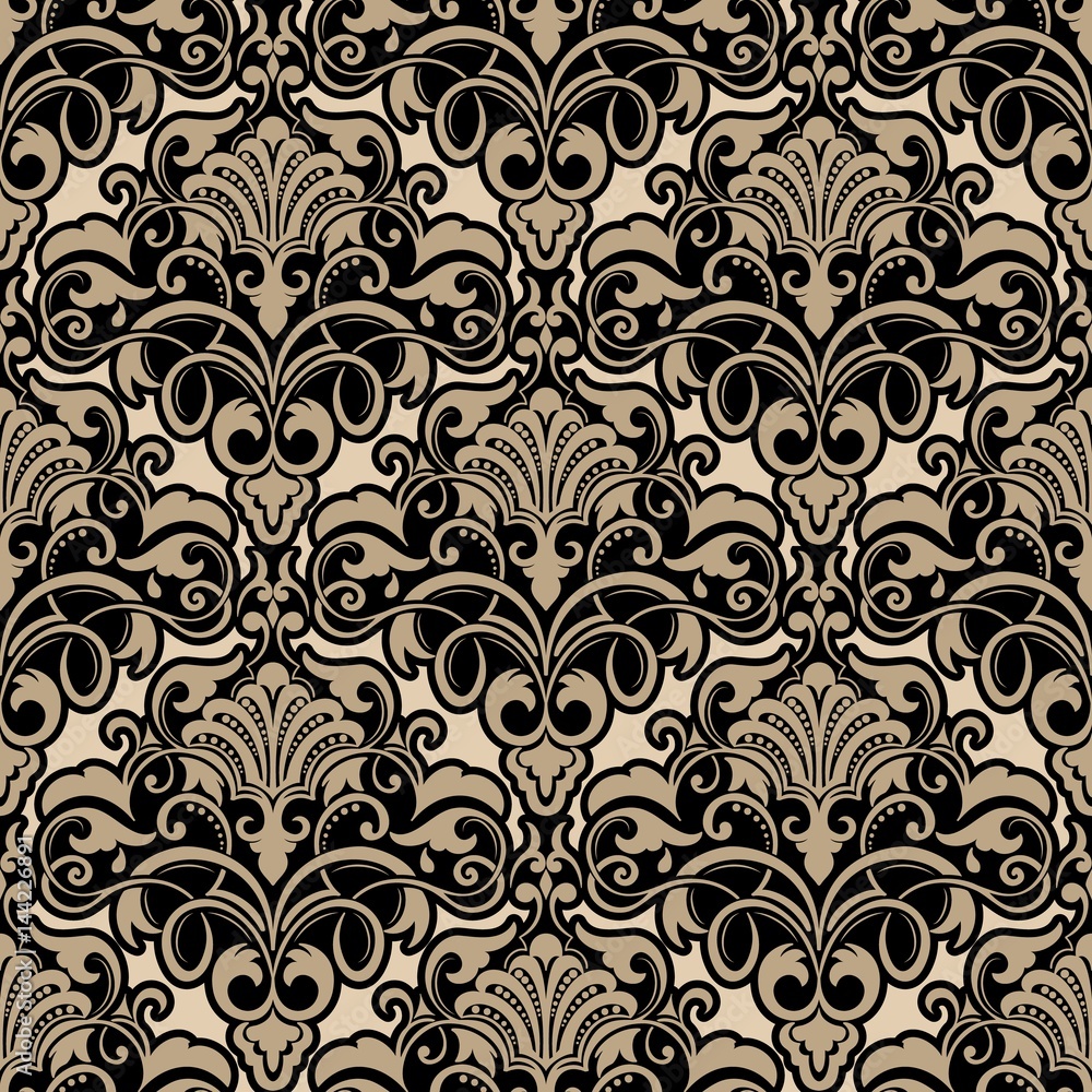 Vector damask seamless pattern background. Classical luxury old fashioned damask ornament, royal victorian seamless texture for wallpapers, textile, wrapping. Exquisite floral baroque template. Vector damask seamless pattern background. Classical luxury old fashioned damask ornament, royal victorian seamless texture for wallpapers, textile, wrapping. Exquisite floral baroque template.