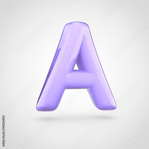 Glossy violet paint letter A uppercase