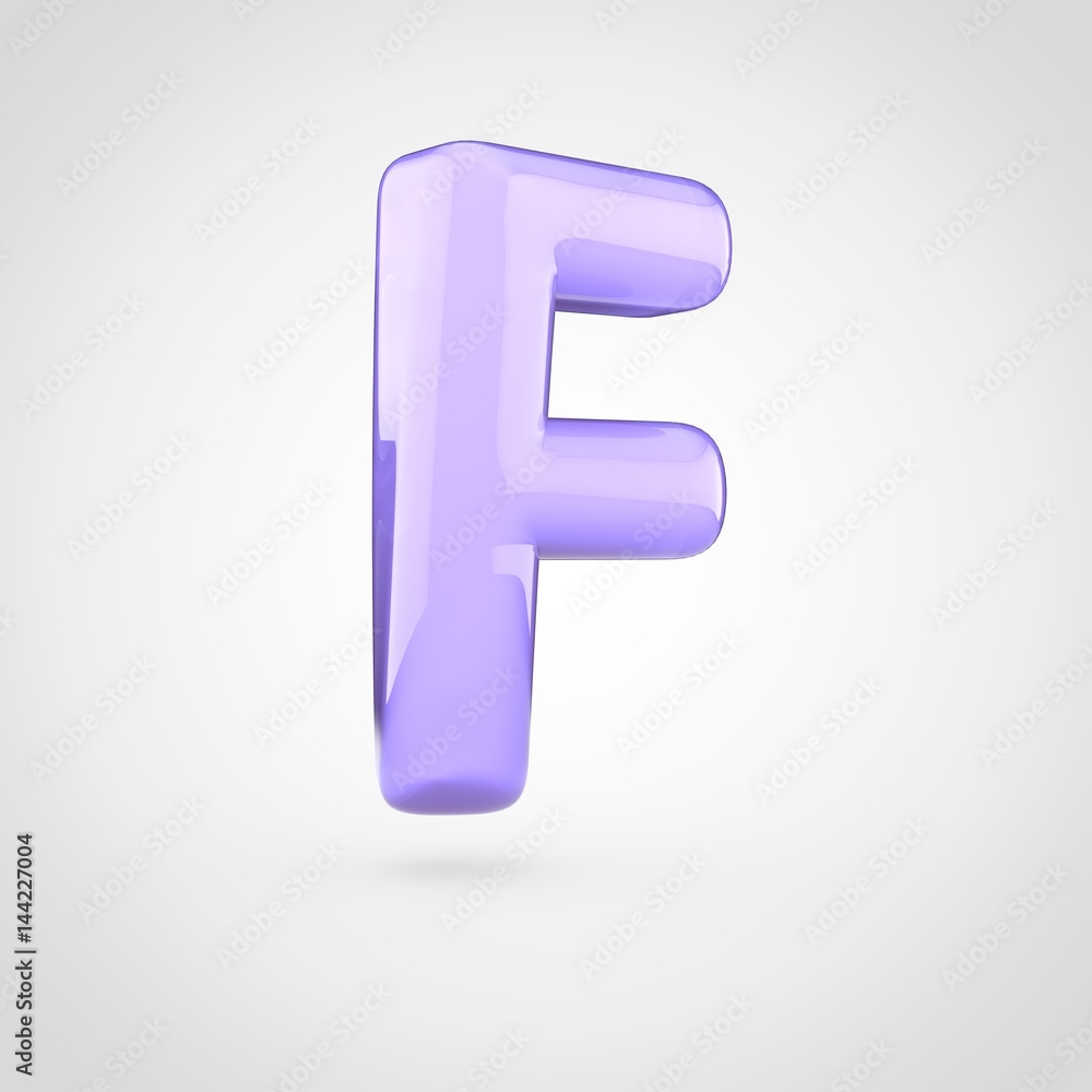 Glossy violet paint letter F uppercase Glossy violet paint letter F uppercase