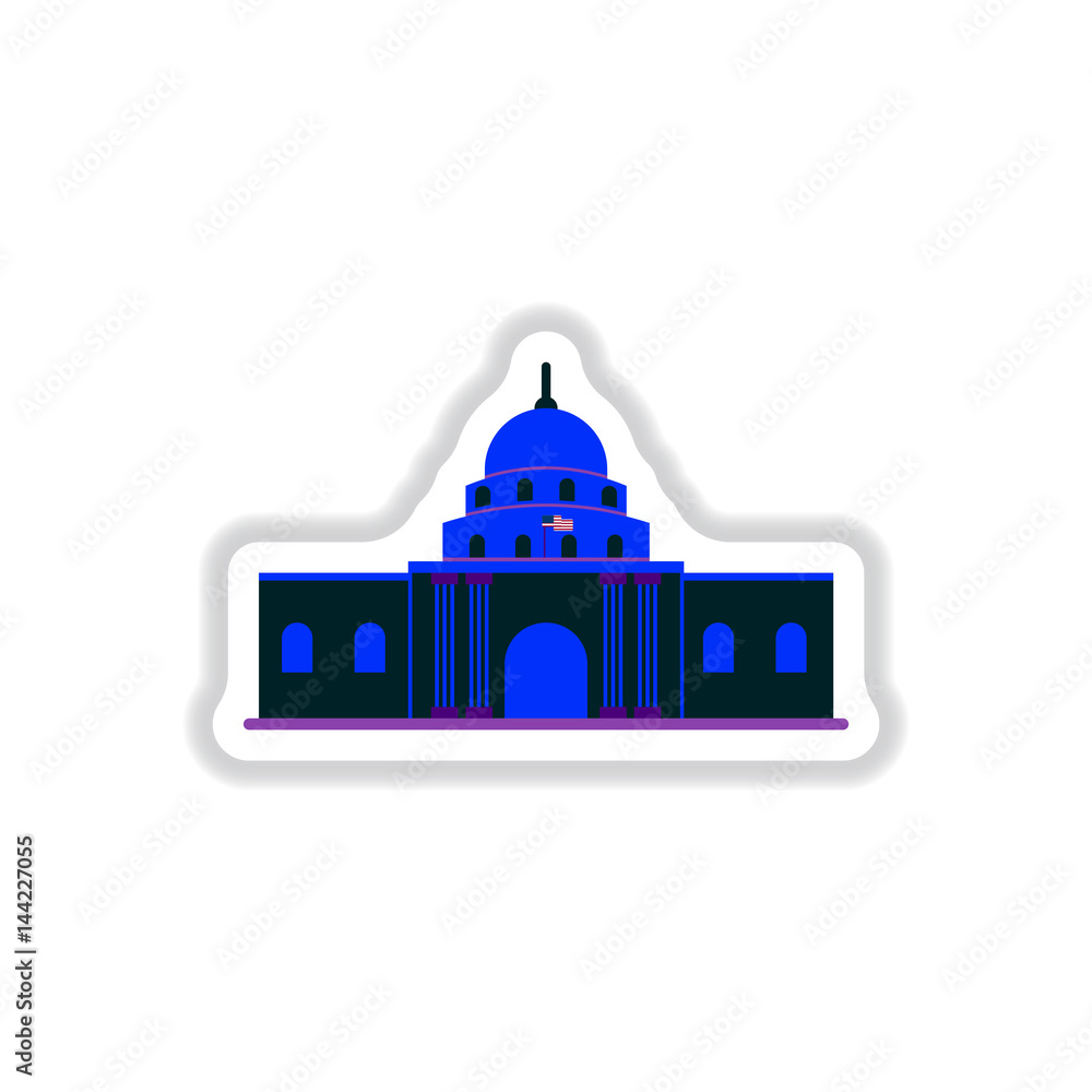 Vector illustration in paper sticker style white house