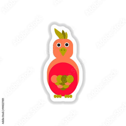 Vector illustration in paper sticker style parrot Cockatoo