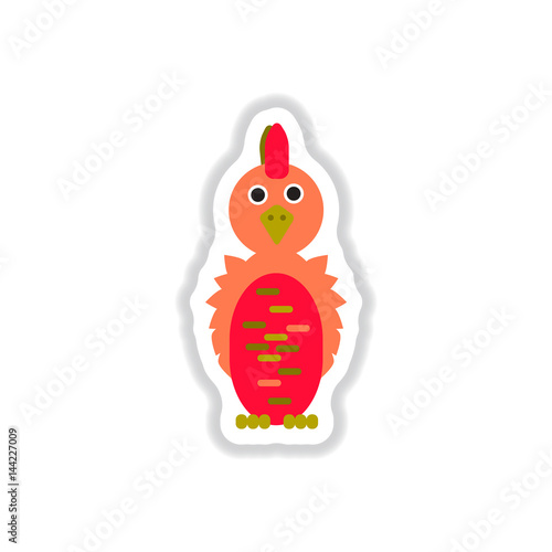 Vector illustration in paper sticker style parrot Cockatoo