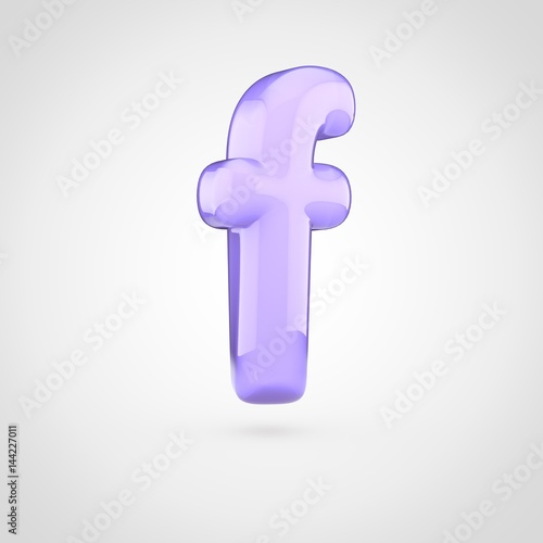 Glossy violet paint letter F lowercase