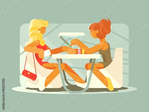 Young girl doing a manicure