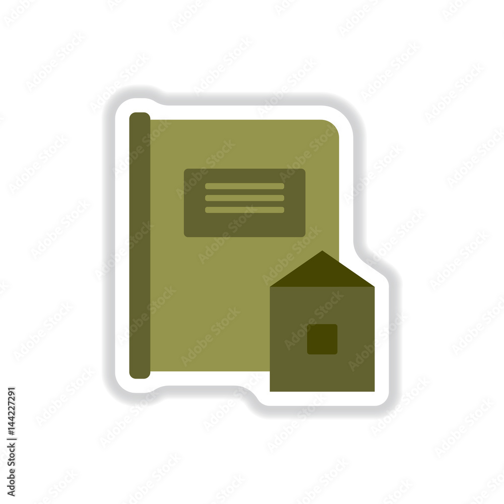 Vector illustration in paper sticker style Book and envelope Vector illustration in paper sticker style Book and envelope