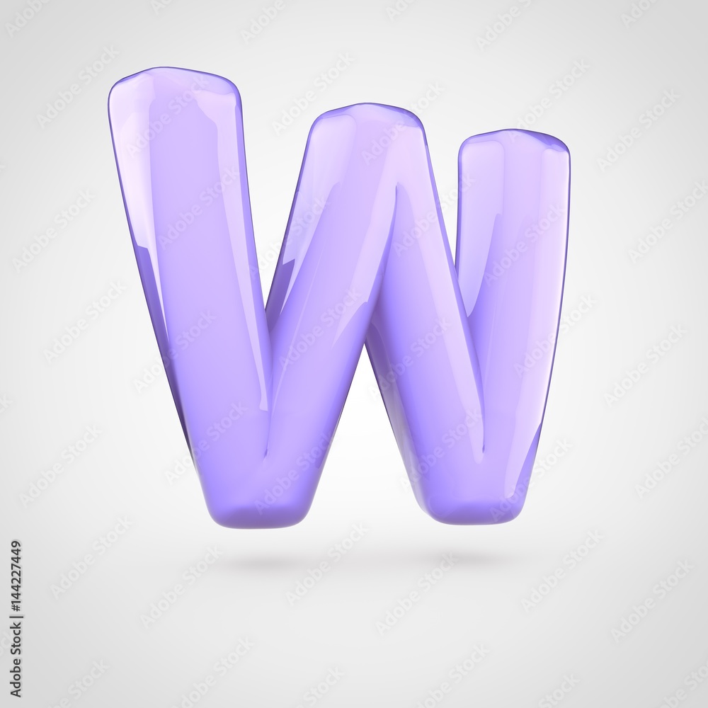 Glossy violet paint letter W uppercase Glossy violet paint letter W uppercase