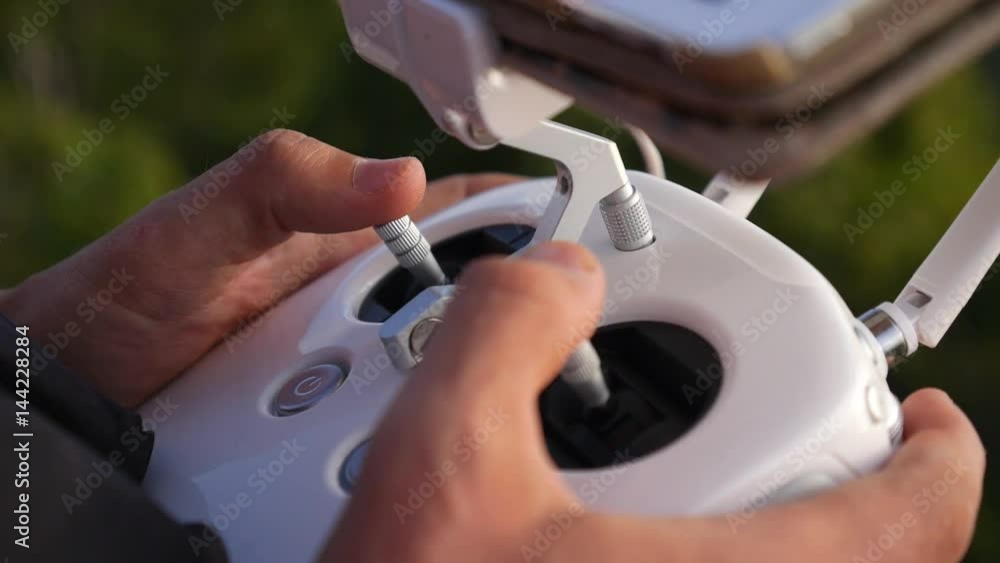 Hands Operating Drone Remote Controller With Joystick Stock Video Hands Operating Drone Remote Controller With Joystick Stock Video
