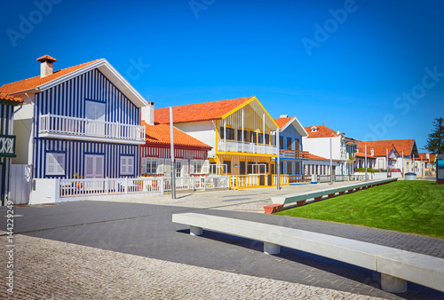 Main promenade of Costa Nova, Aveiro, Portugal