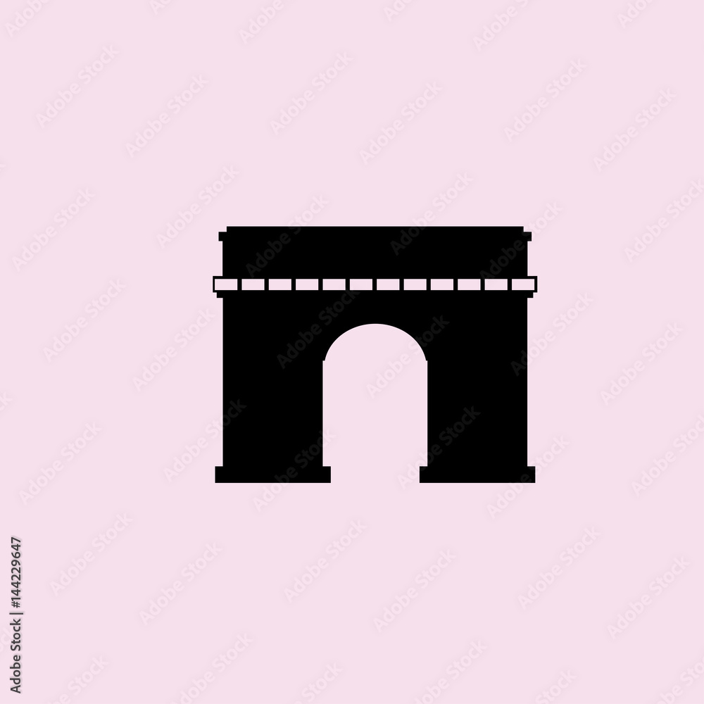 Triumphal Arch in Paris icon. flat design