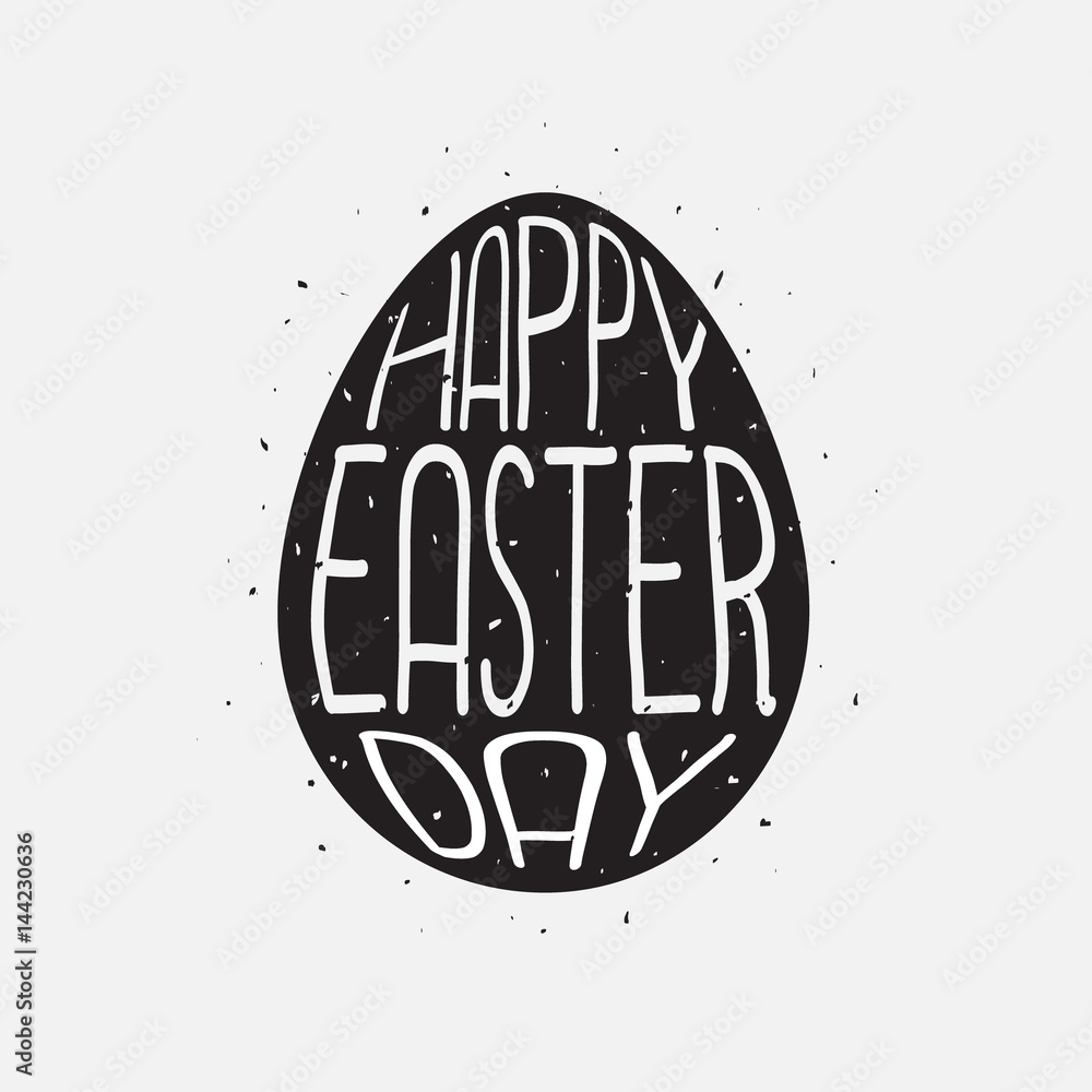 Egg and lettering isolated on white background. The symbol of the Easter. Silhouette. Text. . Vector illustration. Happy Easter. Egg and lettering isolated on white background. The symbol of the Easter. Silhouette. Text. . Vector illustration. Happy Easter.