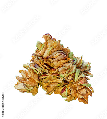 dried apples cut into slices are slide isolated on white background