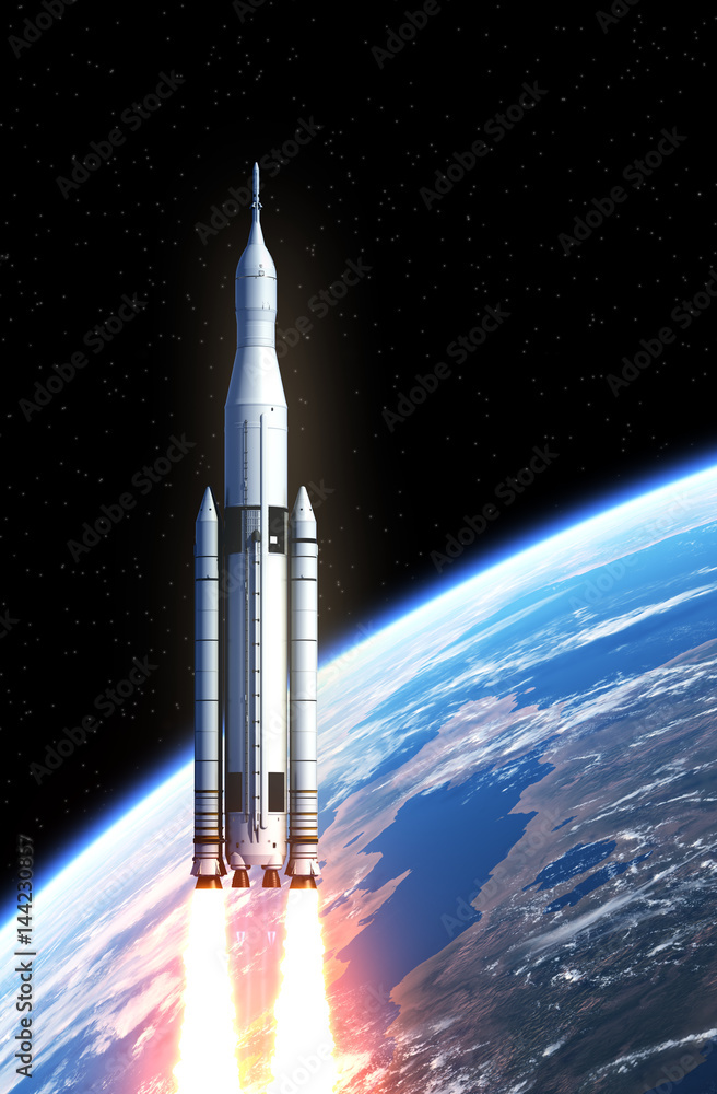 Fototapeta premium Space Launch System Over The Earth