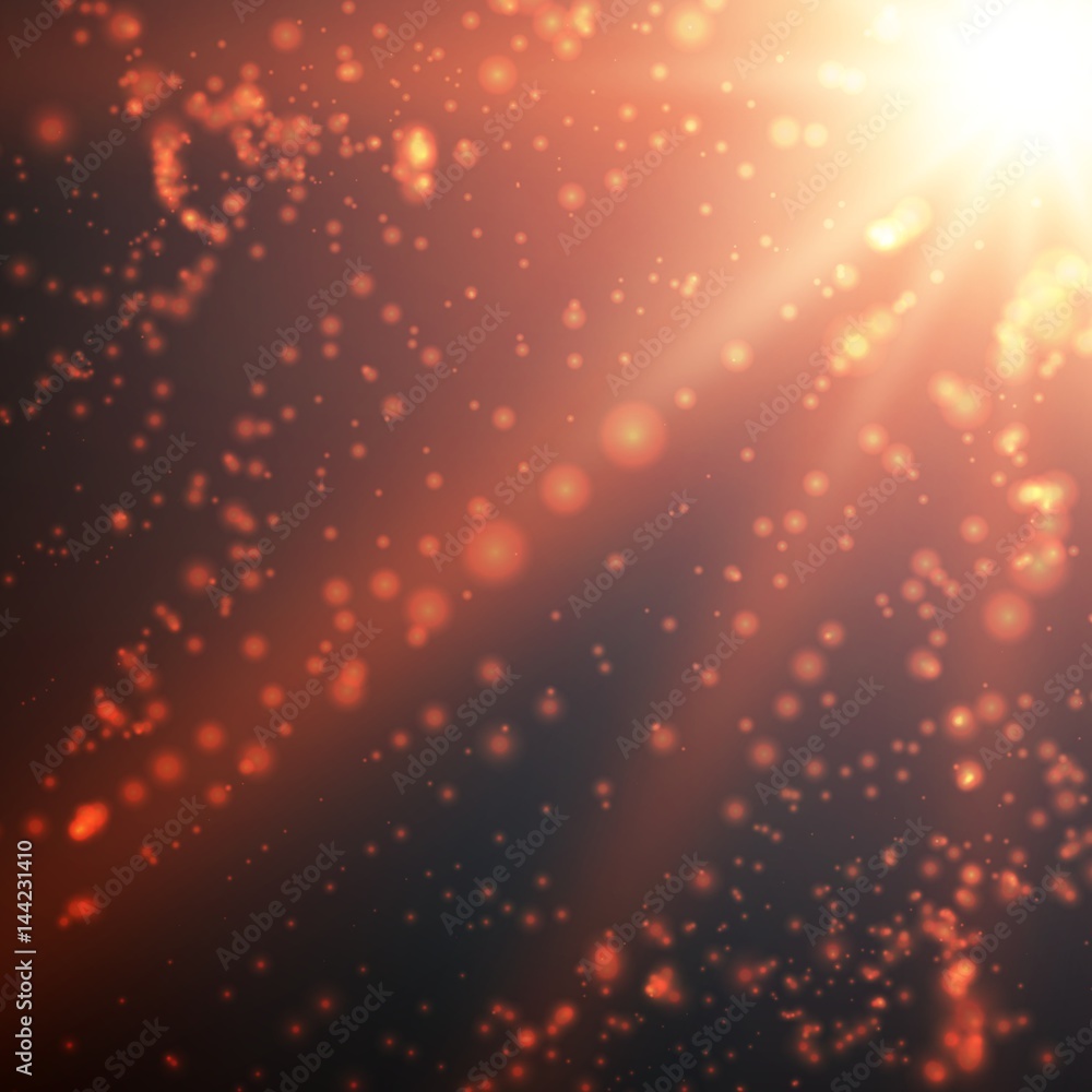 Abstract vector space background. Explosion of glowing particles and light rays. Futuristic technology style. Elegant background for business presentations or gift cards.EPS10