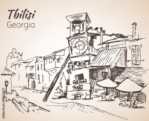 Street view of old Tbilisi, Georgia.