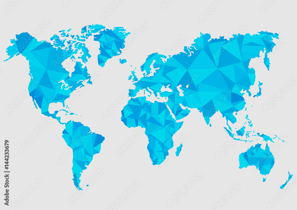 Obraz premium mapy Ziemi. mapa świata niska poli. Ilustracji wektorowych