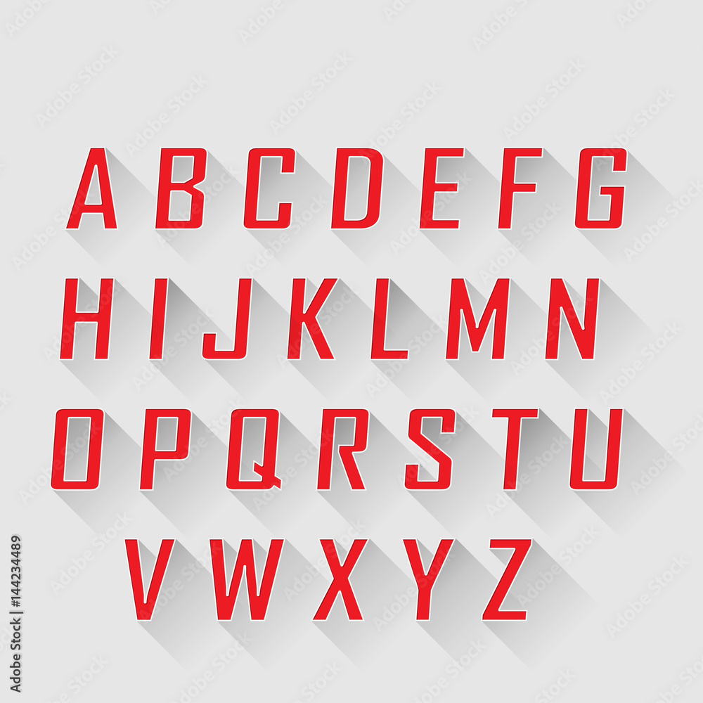 alphabet with long shadow effect, vector illustration alphabet with long shadow effect, vector illustration