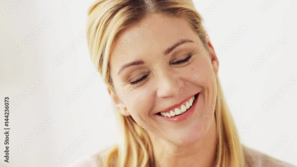 happy smiling woman portrait at home happy smiling woman portrait at home