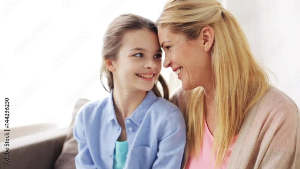 happy mother and girl looking at each other happy mother and girl looking at each other