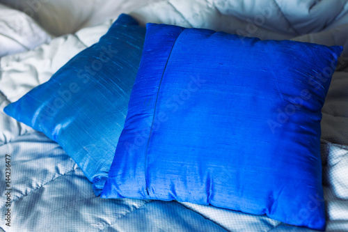 Blue pillows on a couch