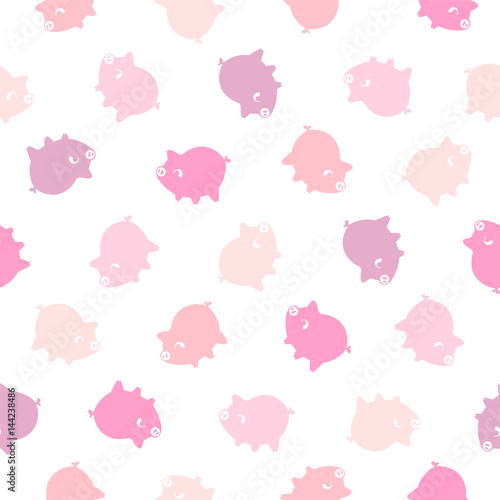 Seamless vector pattern - pink pig