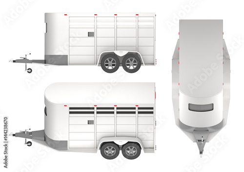 Bild auf Leinwand Horse trailer isolated on white 3d rendering
