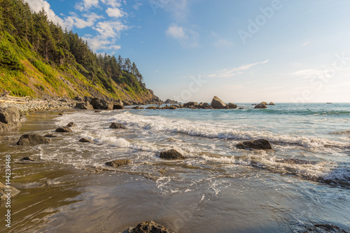 Large boulder among the waves in the sea. Redwood national and state parks. California, USA