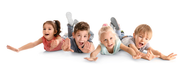 Cute little children on white background