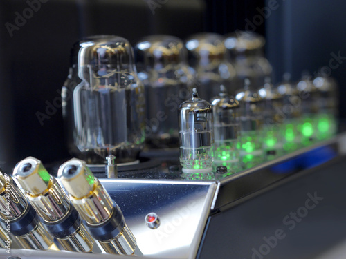 Принти на полотні Hifi lamp audiophile amplifiers. Close-up view.