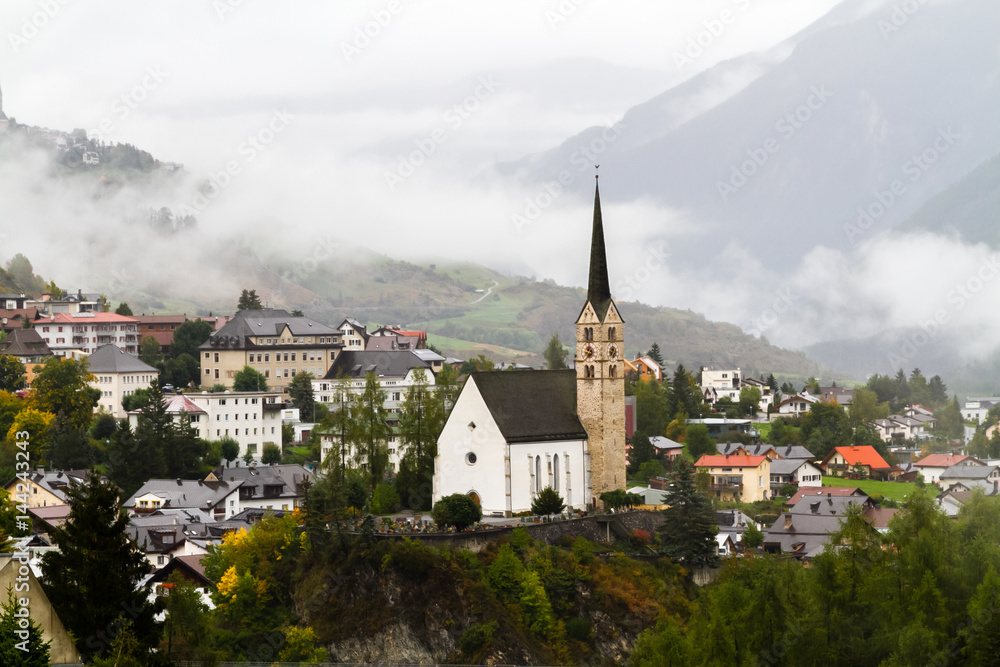 Fototapeta premium Look at Scoul, Graubunden Canton in Switzerland.