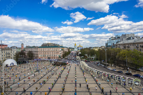 Easter time in Sophia Square in Kyiv, Ukraine. Saint Sophia Cathedral on the background