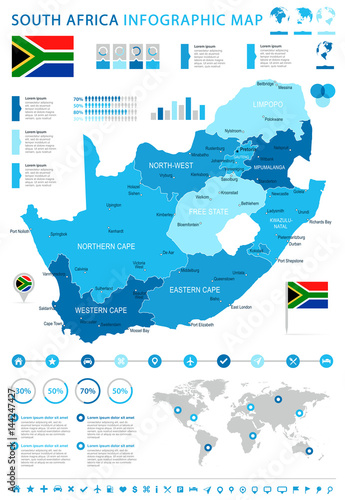 South Africa - map and flag - illustration Fototapet