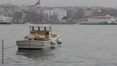 The boat rocks on the waves, Istanbul, Turkey.