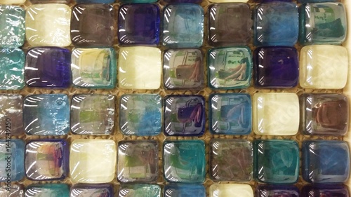  Glass mosaic, blue gray black white mosaic
