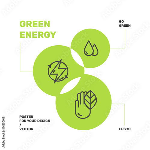 Vector Icon Style Logo Set Design of environment, renewable energy, sustainable technology, recycling, ecology solutions. Icons for website, mobile app design, solar power
