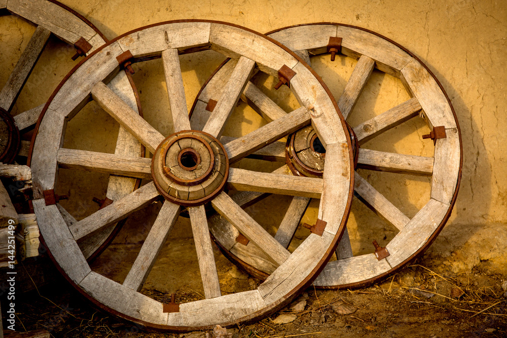 old wooden wheels