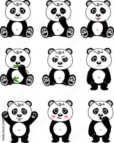 Fototapeta Naklejka Na Ścianę i Meble -  Cute panda set emotions